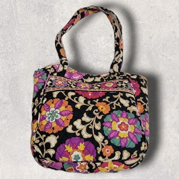 ** HOST PICK** VERA BRADLEY SUZANI HOLIDAY BLACK FLORAL TOTE BAG (RETIRED) - Picture 1 of 12